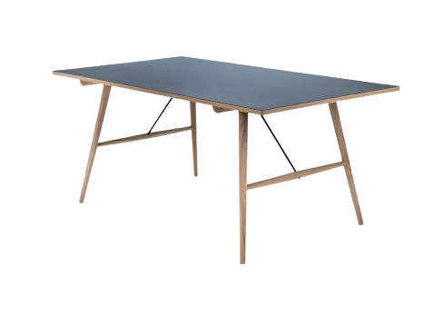 HOUE - HEKLA Indoor Dining Table 168x95cm - Black Linoleum Top - Solid Oiled Oak Legs