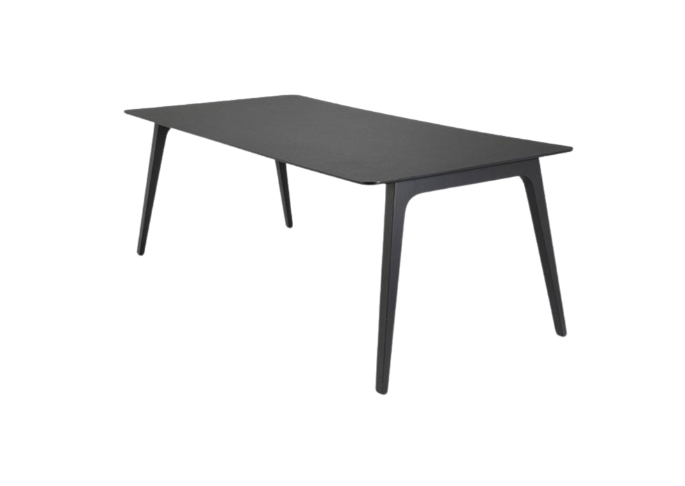 HOUE - GATE Indoor Dining Table 208cm // Black Linoleum, Black Edge - Black Ash Legs