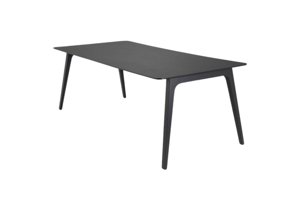 HOUE - GATE Indoor Dining Table 208cm // Black Linoleum, Black Edge - Black Ash Legs