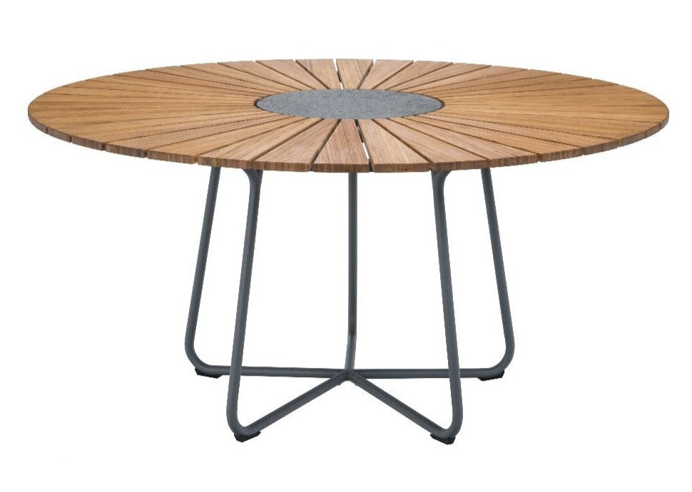 HOUE CIRCLE 150 Dining Table with Bamboo lamellas and Granite centrepiece