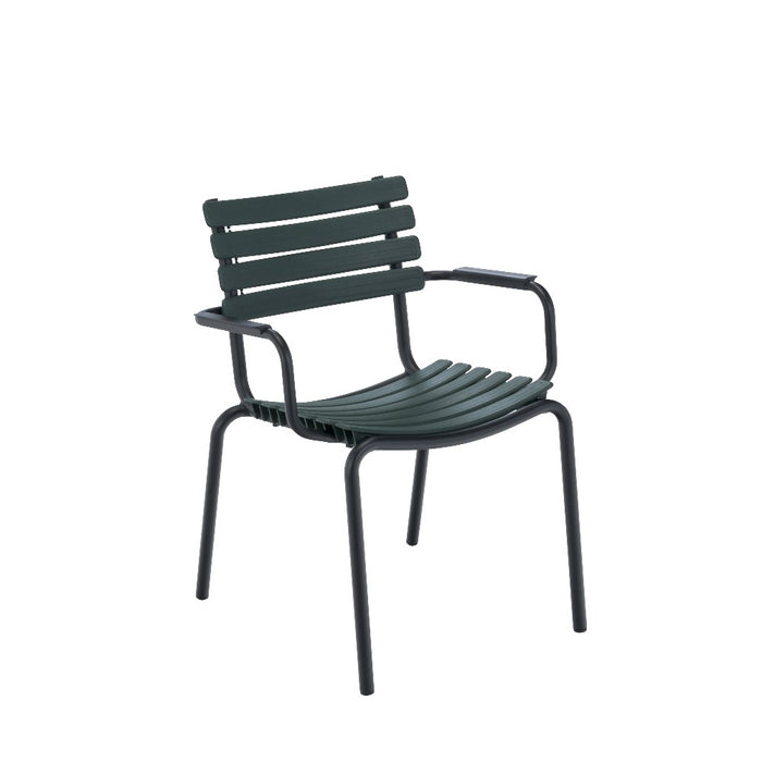 HOUE CLIPS Dining Chair - Black Frame & Aluminium with Pine Green Lamellas