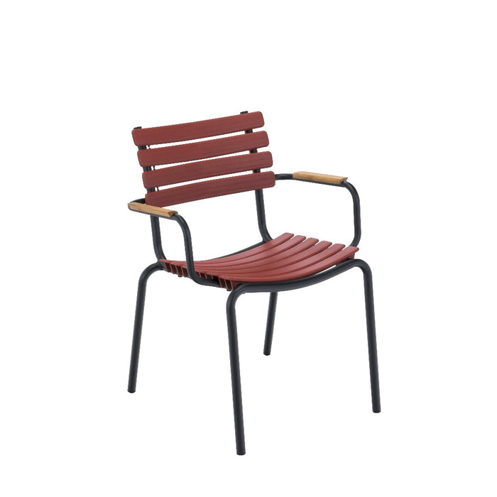 CLIPS Dining Chair - Black Frame with Bamboo Armrest & Paprika Lamellas