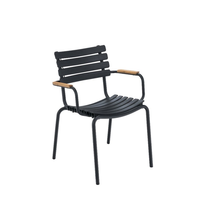 CLIPS Dining Chair - Black Frame with Bamboo Armrest & Black Lamellas