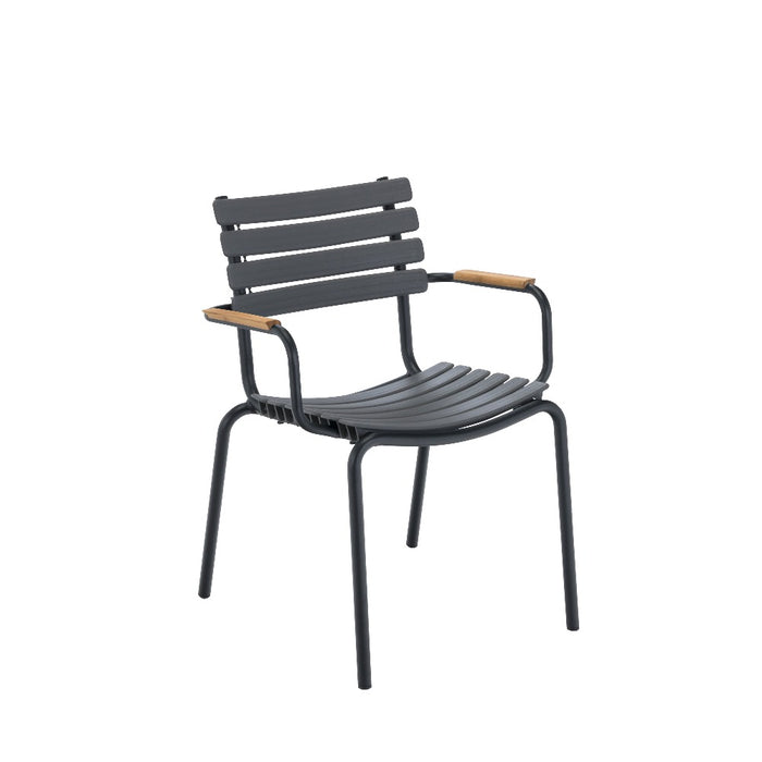 CLIPS Dining Chair - Black Frame with Bamboo Armrest & Clay Lamellas