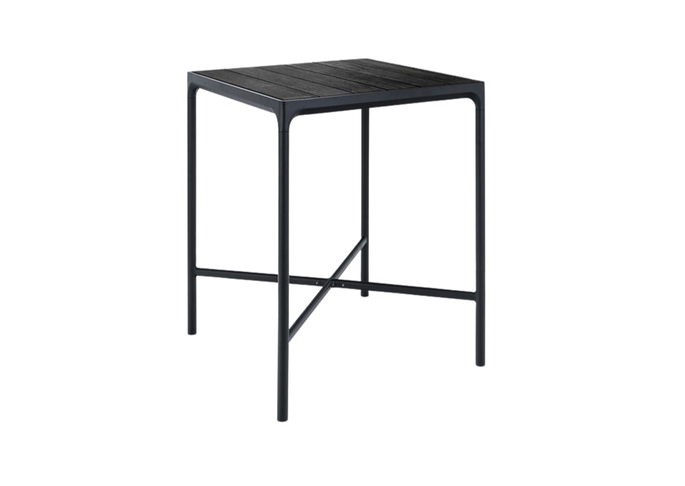 HOUE - FOUR Indoor/Outdoor Bar Leaner Table 90x90 Black Metal Top & Frame