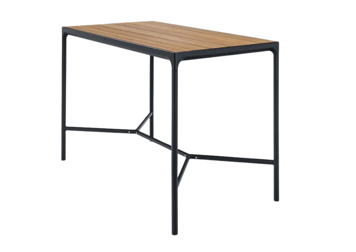 FOUR Indoor/Outdoor Bar Leaner Table 160x90 Bamboo Top - Black Frame