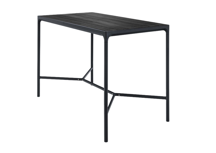 HOUE - FOUR Indoor/Outdoor Bar Leaner Table 160x90 Black Aluminium Top - Black Frame