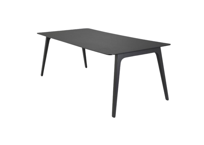 GATE Indoor Dining Table 208cm // Black Linoleum, Black Edge - Black Ash Legs