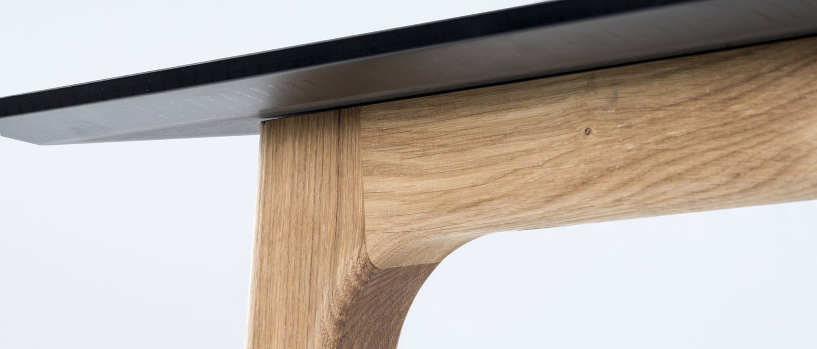 GATE Dining Table 208cm // Black Linoleum Top, Black Edge - Solid Oiled Oak Legs