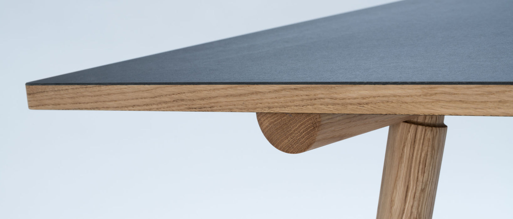 HEKLA Dining Table 208x95cm // Black Linoleum Top - Solid Oiled Oak Legs